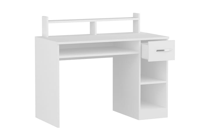 Kirjoituspöytä Eslemez 120 cm Säilytyksellä Laatikko+Hyllyt - Valkoinen - Tietokonepöytä
 - Kirjoituspöytä
