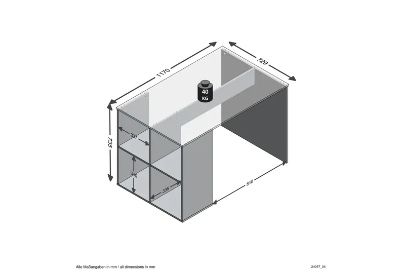 Kirjoituspöytä Evania 117 cm Säilytyksellä Hyllyt - Valkoinen - Huonekalut - Pöytä & ruokailuryhmä - Työpöytä - Kirjoituspöytä