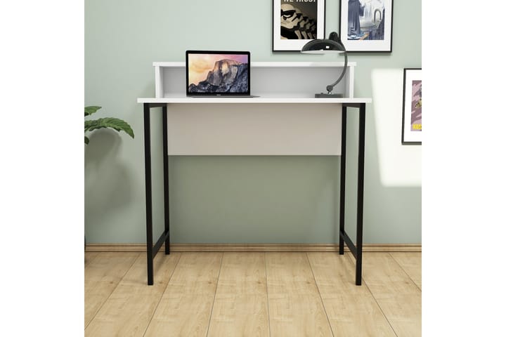 Kirjoituspöytä Fatimah 90 cm Säilytyksellä Hylly - Valkoinen/Musta - Kirjoituspöytä - Tietokonepöytä