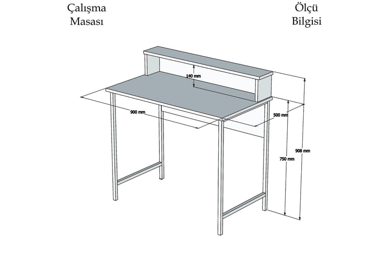 Kirjoituspöytä Fatimah 90 cm Säilytyksellä Hylly - Valkoinen/Musta - Huonekalut - Pöytä & ruokailuryhmä - Työpöytä
 - Kirjoituspöytä