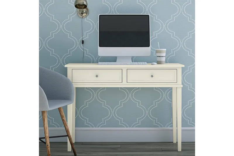 Kirjoituspöytä Franklin 90 cm Säilytyksellä Laatikko Vit - Dorel Home - Huonekalut - Pöytä & ruokailuryhmä - Työpöytä - Kirjoituspöytä