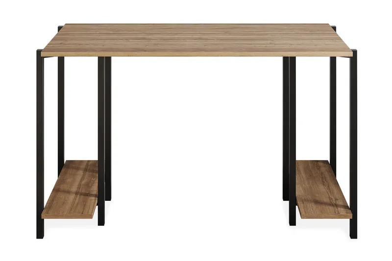 Kirjoituspöytä Froarp 125 cm Säilytyksellä 2 hyllyä, Luonnonväri/Musta