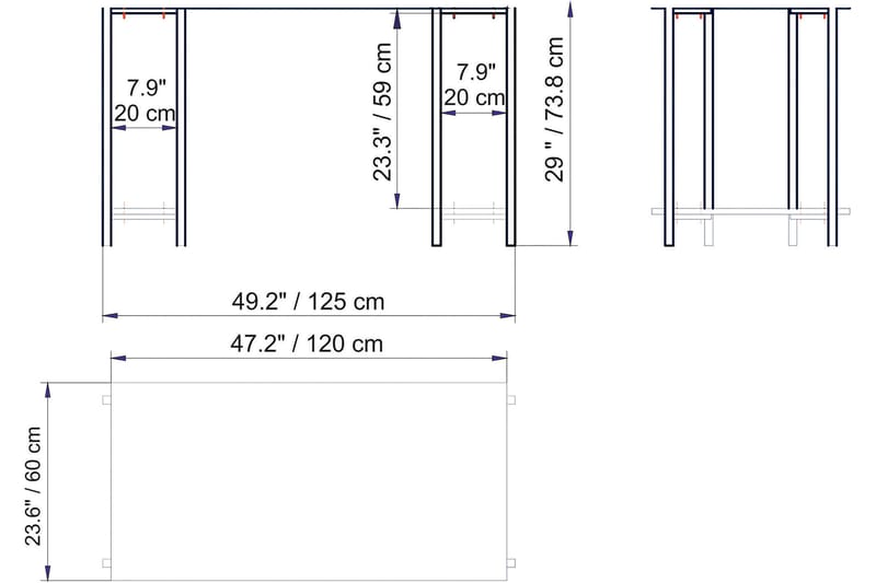 Kirjoituspöytä Froarp 125 cm Säilytyksellä 2 hyllyä - Luonnonväri/Musta - Huonekalut - Pöytä & ruokailuryhmä - Työpöytä - Kirjoituspöytä