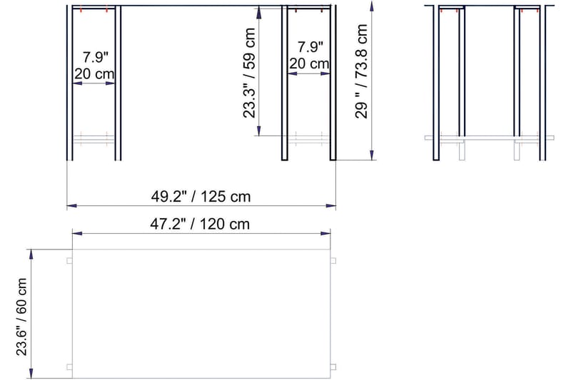 Kirjoituspöytä Froarp 125 cm Säilytyksellä 2 hyllyä - Valkoinen - Tietokonepöytä
 - Kirjoituspöytä