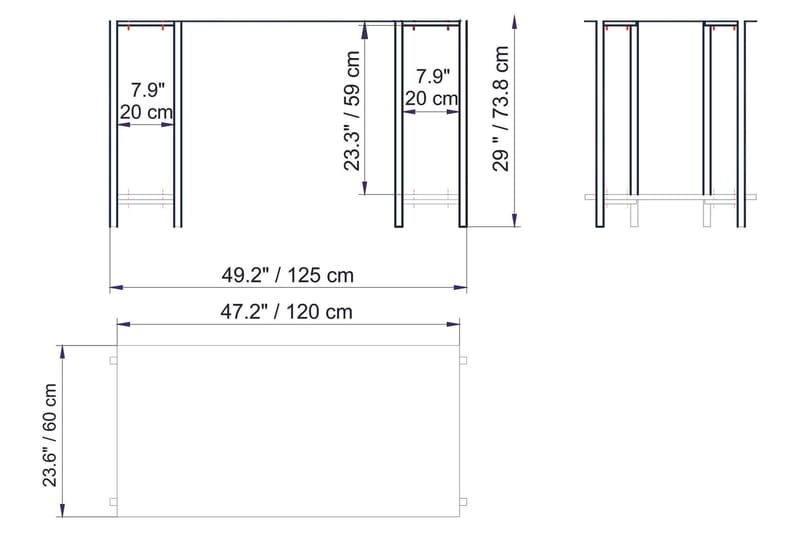 Kirjoituspöytä Froarp 125 cm Säilytys 2 hyllyä Marmorikuvio - Harmaa - Huonekalut - Pöytä & ruokailuryhmä - Työpöytä - Kirjoituspöytä