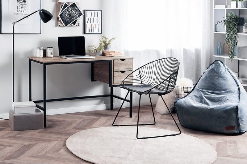 Kirjoituspöytä Grateley 120 cm Säilytyksellä 2 laatikkoa - Vaaleanruskea/Musta - Huonekalut - Pöytä & ruokailuryhmä - Työpöytä - Kirjoituspöytä