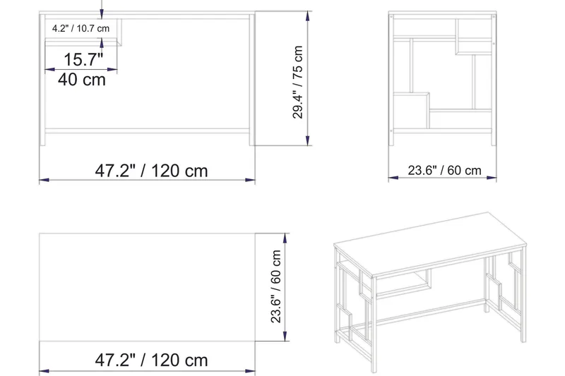 Kirjoituspöytä Handen 120 cm Säilytyksellä Hylly - Kulta - Huonekalut - Pöytä & ruokailuryhmä - Työpöytä - Kirjoituspöytä