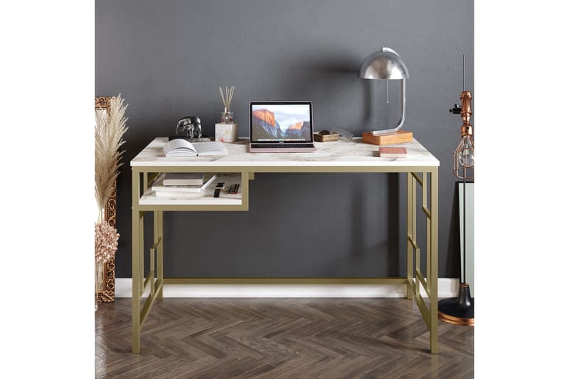 Kirjoituspöytä Handen 120 cm Säilytyksellä Hylly - Kulta - Huonekalut - Pöytä & ruokailuryhmä - Työpöytä - Kirjoituspöytä