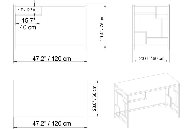 Kirjoituspöytä Handen 120 cm Säilytyksellä Hylly - Musta - Tietokonepöytä
 - Kirjoituspöytä