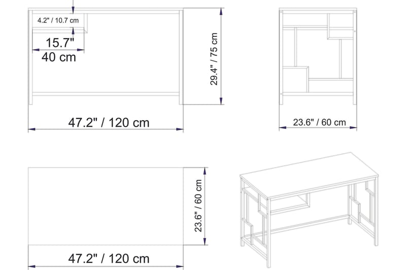 Kirjoituspöytä Handen 120 cm Säilytyksellä Hylly - Musta - Huonekalut - Pöytä & ruokailuryhmä - Työpöytä - Kirjoituspöytä