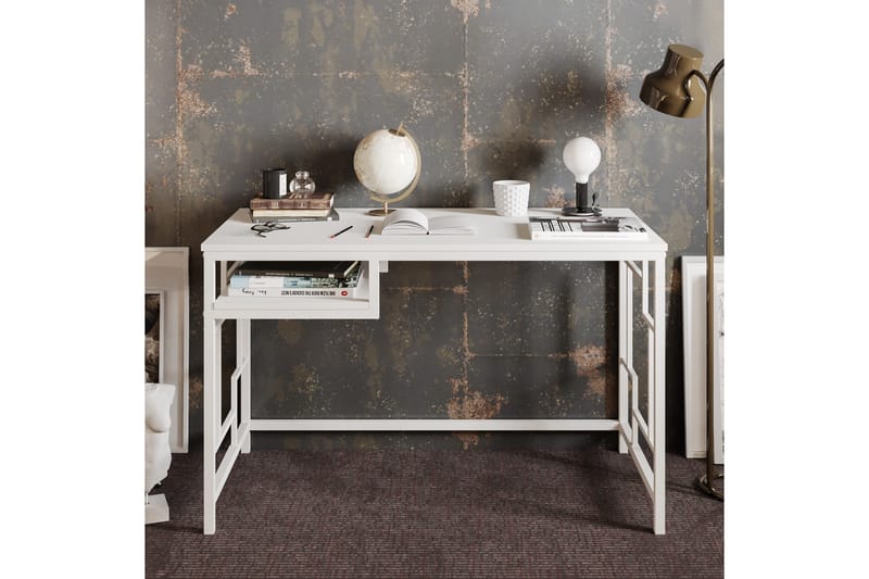 Kirjoituspöytä Handen 120 cm Säilytyksellä Hylly - Valkoinen - Huonekalut - Pöytä & ruokailuryhmä - Työpöytä - Kirjoituspöytä
