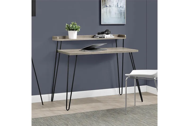Kirjoituspöytä Haven 114 cm Säilytyksellä Hylly Harmaa/Musta - Dorel Home - Huonekalut - Pöytä & ruokailuryhmä - Työpöytä - Kirjoituspöytä