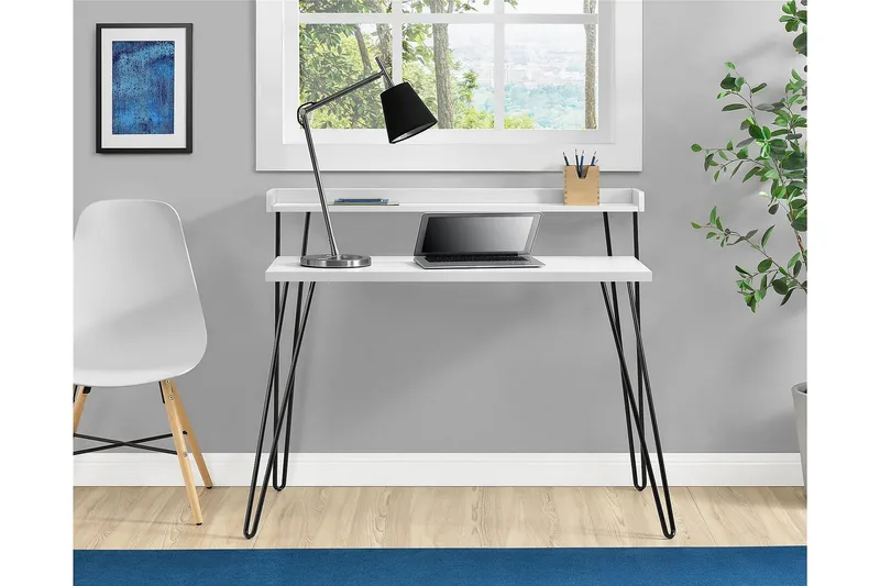 Kirjoituspöytä Haven 114 cm Säilytyksellä Hylly Valk/Musta - Dorel Home - Huonekalut - Pöytä & ruokailuryhmä - Työpöytä - Kirjoituspöytä