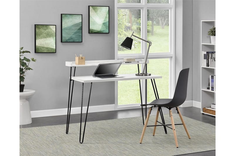 Kirjoituspöytä Haven 114 cm Säilytyksellä Hylly Valk/Musta - Dorel Home - Huonekalut - Pöytä & ruokailuryhmä - Työpöytä - Kirjoituspöytä