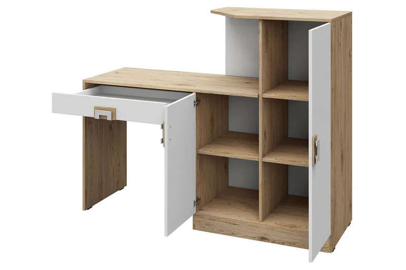 Kirjoituspöytä Hermanboda 150 cm Säilytys Laatikko+kaappi - Beige/Valkoinen - Huonekalut - Pöytä & ruokailuryhmä - Työpöytä - Kirjoituspöytä