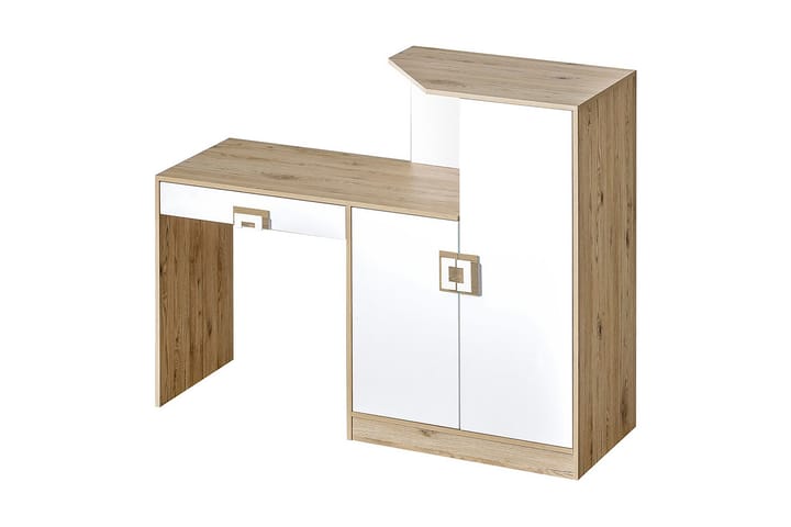 Kirjoituspöytä Hermanboda 150 cm Säilytys Laatikko+kaappi - Beige/Valkoinen - Tietokonepöytä
 - Kirjoituspöytä