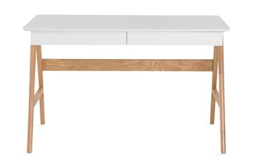 Kirjoituspöytä Hermsen 120 cm Säilytyksellä 2 laatikkoa - Valkoinen/Tammi - Huonekalut - Pöytä & ruokailuryhmä - Työpöytä
 - Kirjoituspöytä