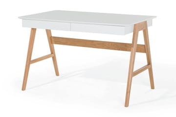 Kirjoituspöytä Hermsen 120 cm Säilytyksellä 2 laatikkoa - Valkoinen/Tammi - Huonekalut - Pöytä & ruokailuryhmä - Työpöytä
 - Kirjoituspöytä