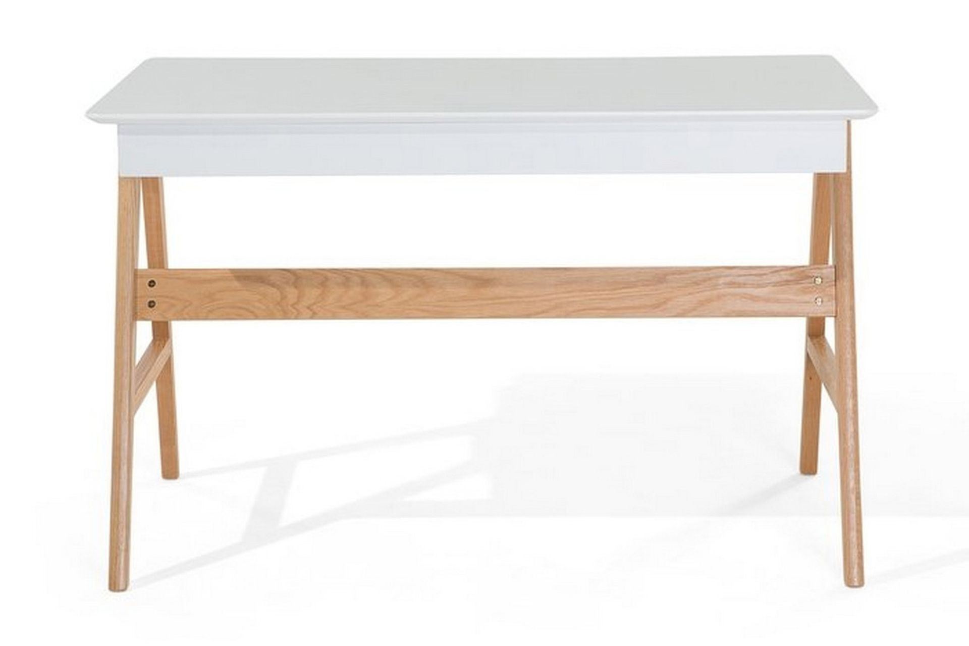 Kirjoituspöytä Hermsen 120 cm Säilytyksellä 2 laatikkoa - Valkoinen/Tammi - Huonekalut - Pöytä & ruokailuryhmä - Työpöytä
 - Kirjoituspöytä