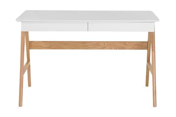 Kirjoituspöytä Hermsen 120 cm Säilytyksellä 2 laatikkoa - Valkoinen/Tammi - Huonekalut - Pöytä & ruokailuryhmä - Työpöytä - Kirjoituspöytä