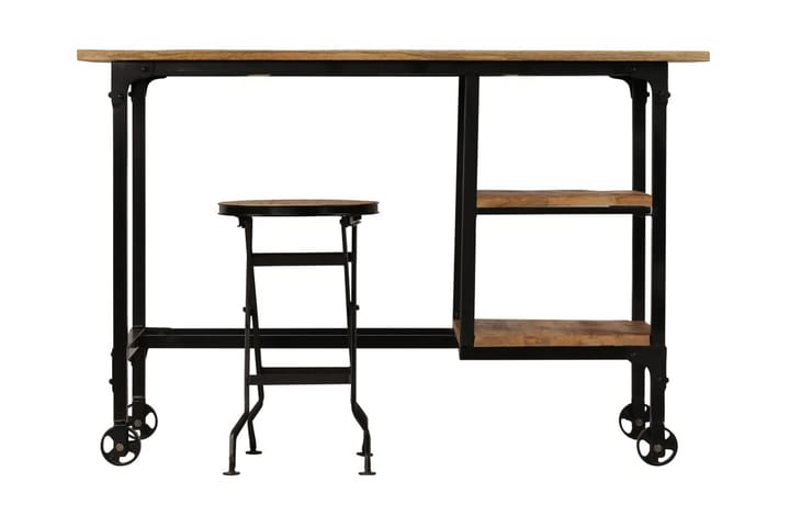 Kirjoituspöytä ja taitettava jakkara mangopuu 115x50x76 cm - Ruskea - Tietokonepöytä
 - Kirjoituspöytä