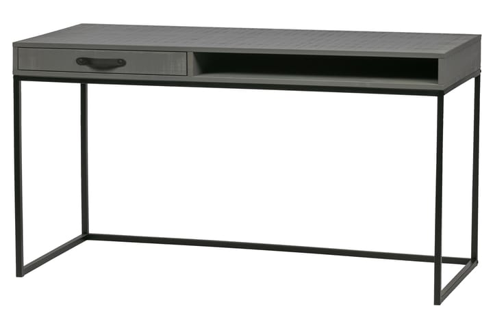 Kirjoituspöytä Janey 130 cm Säilytyksellä Laatikko+Hylly - Harmaa/Musta - Tietokonepöytä
 - Kirjoituspöytä