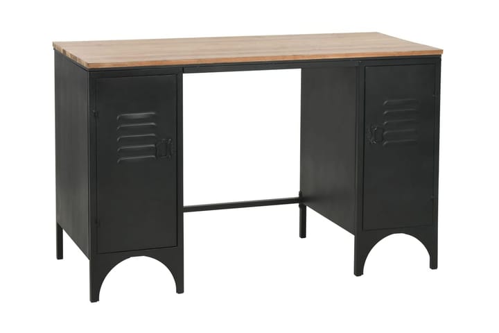 Kirjoituspöytä kahdella kaapilla kuusipuu & teräs 120x50x76c - Musta - Tietokonepöytä
 - Kirjoituspöytä