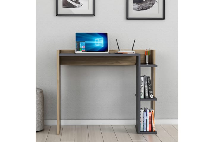 Kirjoituspöytä Kanisha 90,6x75x90,6 cm Säilytyksellä - Antrasiitti/Ruskea - Tietokonepöytä
 - Kirjoituspöytä