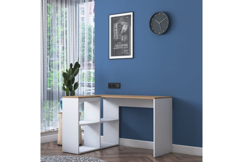 Kirjoituspöytä Kareei 4 Hyllyä 120 cm - Luonnonväri/Valkoinen - Huonekalut - Pöytä & ruokailuryhmä - Työpöytä - Kirjoituspöytä