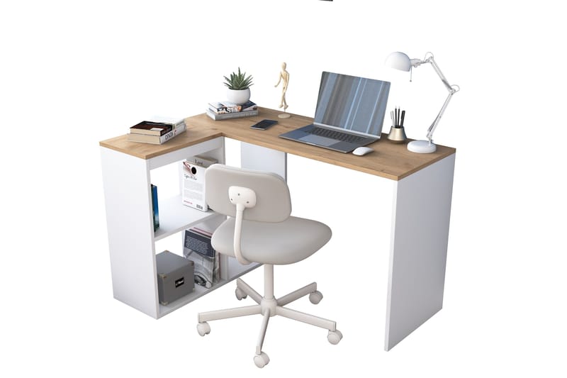 Kirjoituspöytä Kareei 4 Hyllyä 120 cm - Luonnonväri/Valkoinen - Huonekalut - Pöytä & ruokailuryhmä - Työpöytä - Kirjoituspöytä