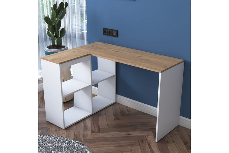 Kirjoituspöytä Kareei 4 Hyllyä 120 cm - Luonnonväri/Valkoinen - Huonekalut - Pöytä & ruokailuryhmä - Työpöytä - Kirjoituspöytä