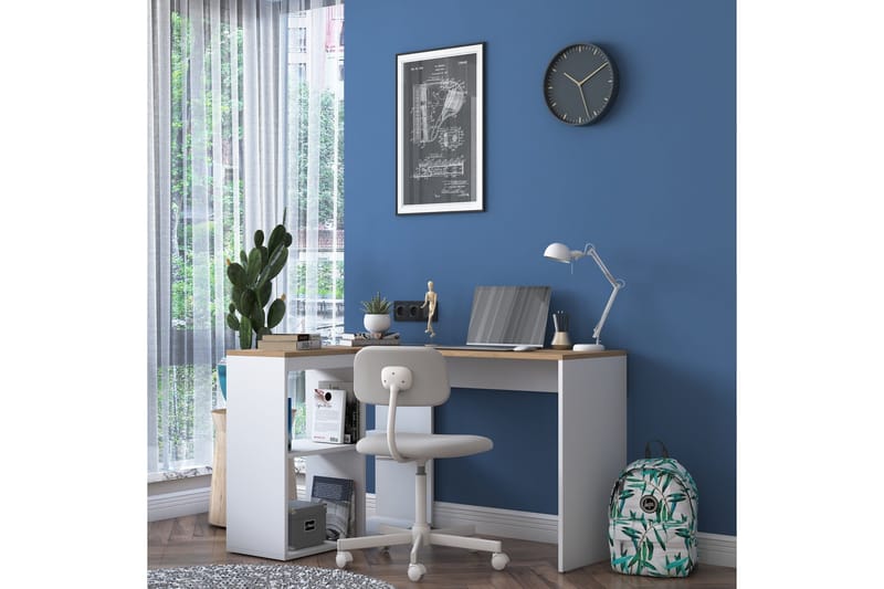 Kirjoituspöytä Kareei 4 Hyllyä 120 cm - Luonnonväri/Valkoinen - Huonekalut - Pöytä & ruokailuryhmä - Työpöytä - Kirjoituspöytä