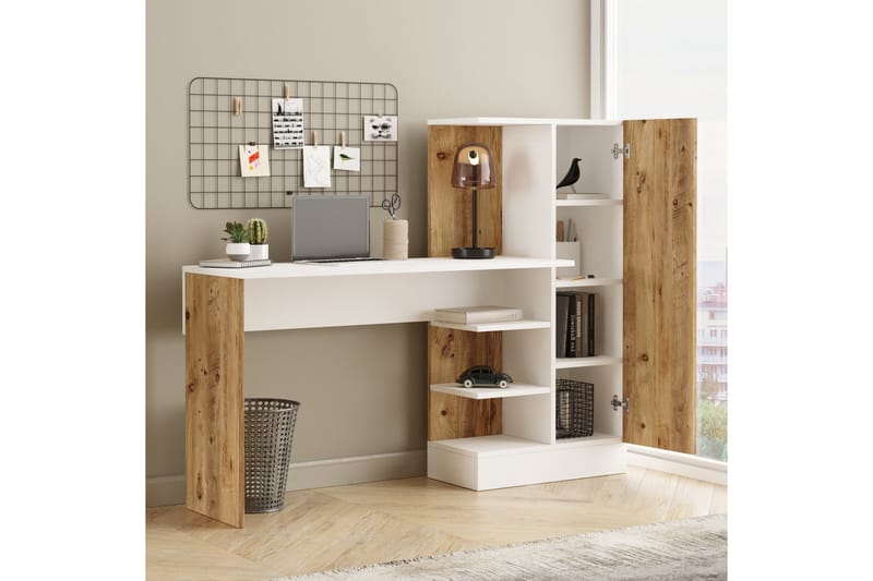 Kirjoituspöytä Karron 152 cm - Luonnonväri/Valkoinen - Huonekalut - Pöytä & ruokailuryhmä - Työpöytä - Kirjoituspöytä