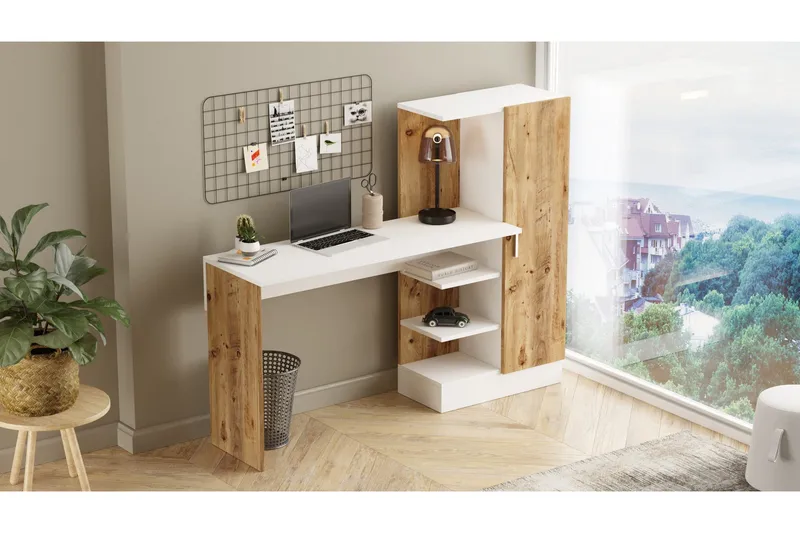 Kirjoituspöytä Karron 152 cm, Luonnonväri/Valkoinen