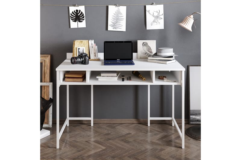 Kirjoituspöytä Kerkejaure 120 cm Säilytyksellä Hyllyt - Valkoinen - Huonekalut - Pöytä & ruokailuryhmä - Työpöytä - Kirjoituspöytä