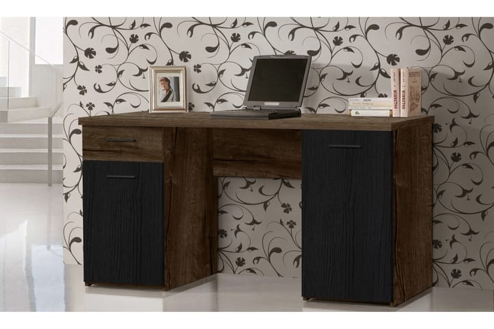 Kirjoituspöytä Kofcas 110 cm3 kaappia - Ruskea/Musta - Tietokonepöytä
 - Sähköpöytä & säädettävä työpöytä - Kirjoituspöytä - Kokoontaitettavat pöydät - Marmoripöydät