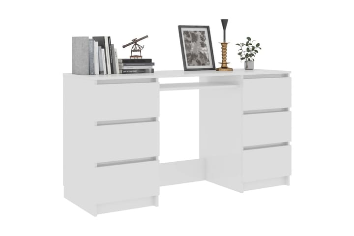 Kirjoituspöytä korkeakiilto valkoinen 140x50x77 cm lastulevy - Valkoinen - Tietokonepöytä
 - Kirjoituspöytä