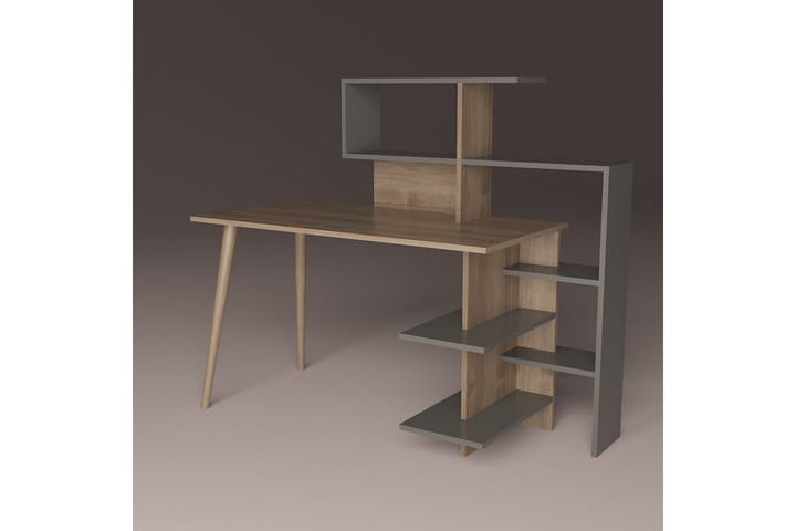 Kirjoituspöytä Korso 141,8x121,4x141,8 cm Säilytyksellä - Antrasiitti/Ruskea - Tietokonepöytä
 - Kirjoituspöytä