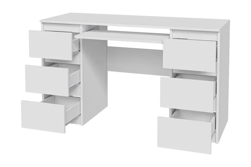 Kirjoituspöytä Kublis 130 cm Säilytyksellä laatikot, Harmaa/Valkoinen