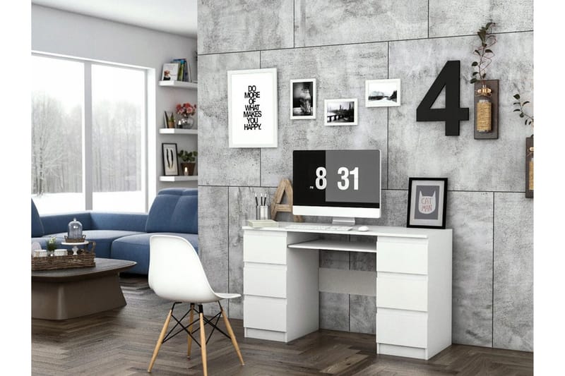 Kirjoituspöytä Kublis 130 cm Säilytyksellä laatikot - Harmaa/Valkoinen - Huonekalut - Pöytä & ruokailuryhmä - Työpöytä - Kirjoituspöytä