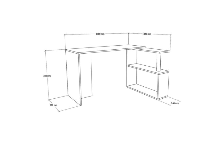 Kirjoituspöytä Kvarnbo 130 cm Säilytyksellä 2 hyllyä - Vaaleanruskea - Tietokonepöytä
 - Kirjoituspöytä