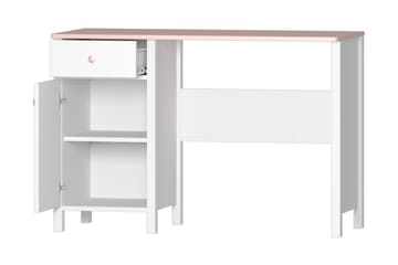 Kirjoituspöytä Laber 110 cm Säilytyksellä Laatikko+kaappi - Valkoinen/Roosa - Huonekalut - Pöytä & ruokailuryhmä - Työpöytä
 - Kirjoituspöytä