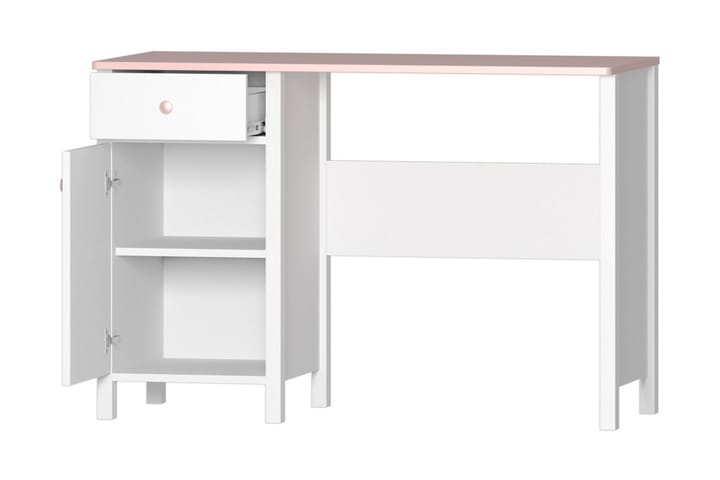 Kirjoituspöytä Laber 110 cm Säilytyksellä Laatikko+kaappi - Valkoinen/Roosa - Tietokonepöytä
 - Kirjoituspöytä
