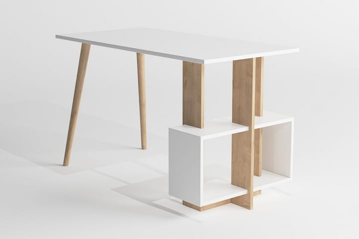 Kirjoituspöytä Lagomood Side 120 cm Säilytyksellä Hyllyt - Luonnonväri/Valkoinen - Tietokonepöytä
 - Kirjoituspöytä