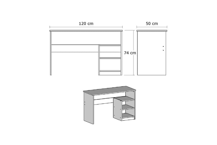 Kirjoituspöytä Lalenius 120 cm Säilytyksellä 2 hyllyä - Valkoinen - Kirjoituspöytä - Tietokonepöytä