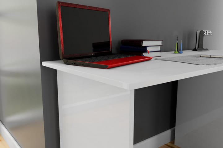 Kirjoituspöytä Lalenius 120 cm Säilytyksellä Hyllyt - Valkoinen - Tietokonepöytä
 - Kirjoituspöytä