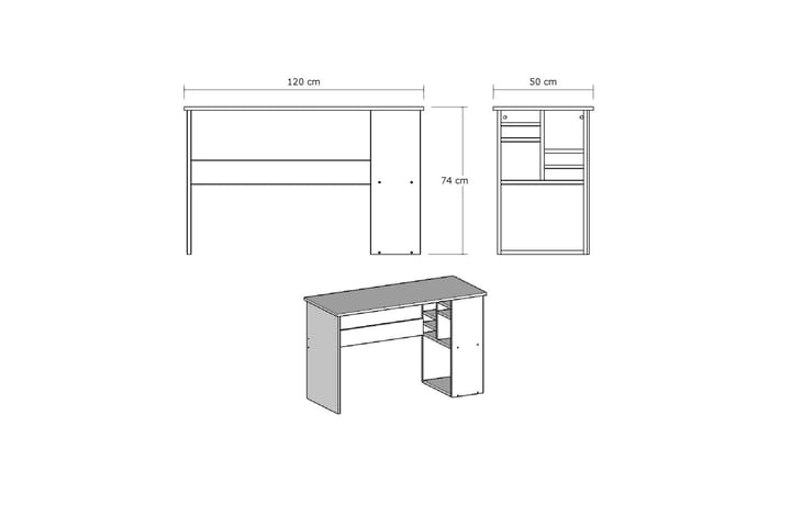 Kirjoituspöytä Lalenius 120 cm Säilytyksellä Hyllyt - Valkoinen - Tietokonepöytä
 - Kirjoituspöytä