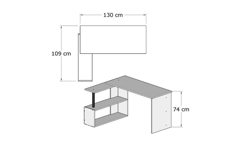 Kirjoituspöytä Lalenius 130 cm Säilytyksellä Hyllyt L-muoto - Valkoinen - Tietokonepöytä
 - Kirjoituspöytä