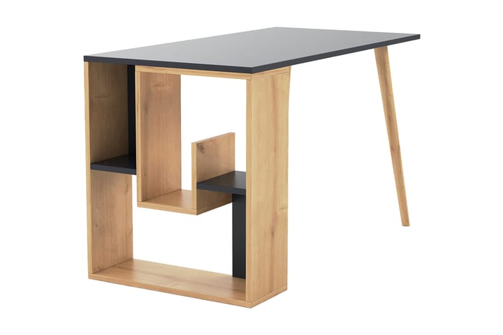 Kirjoituspöytä Lasvaras 120x72,8x120 cm Säilytyksellä - Harmaa/Ruskea - Kirjoituspöytä - Tietokonepöytä