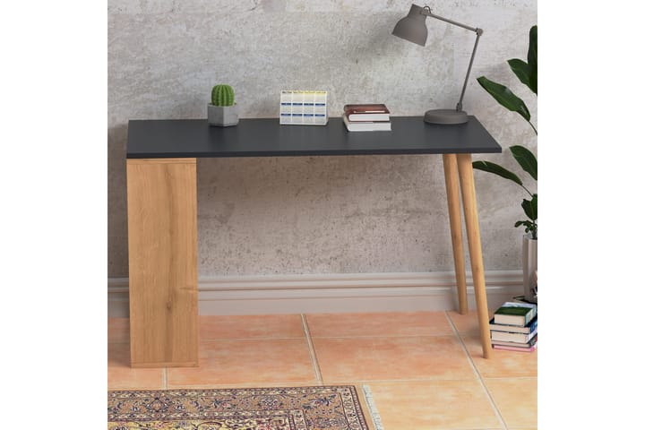 Kirjoituspöytä Lasvaras 120x72,8x120 cm Säilytyksellä - Harmaa/Ruskea - Tietokonepöytä
 - Kirjoituspöytä